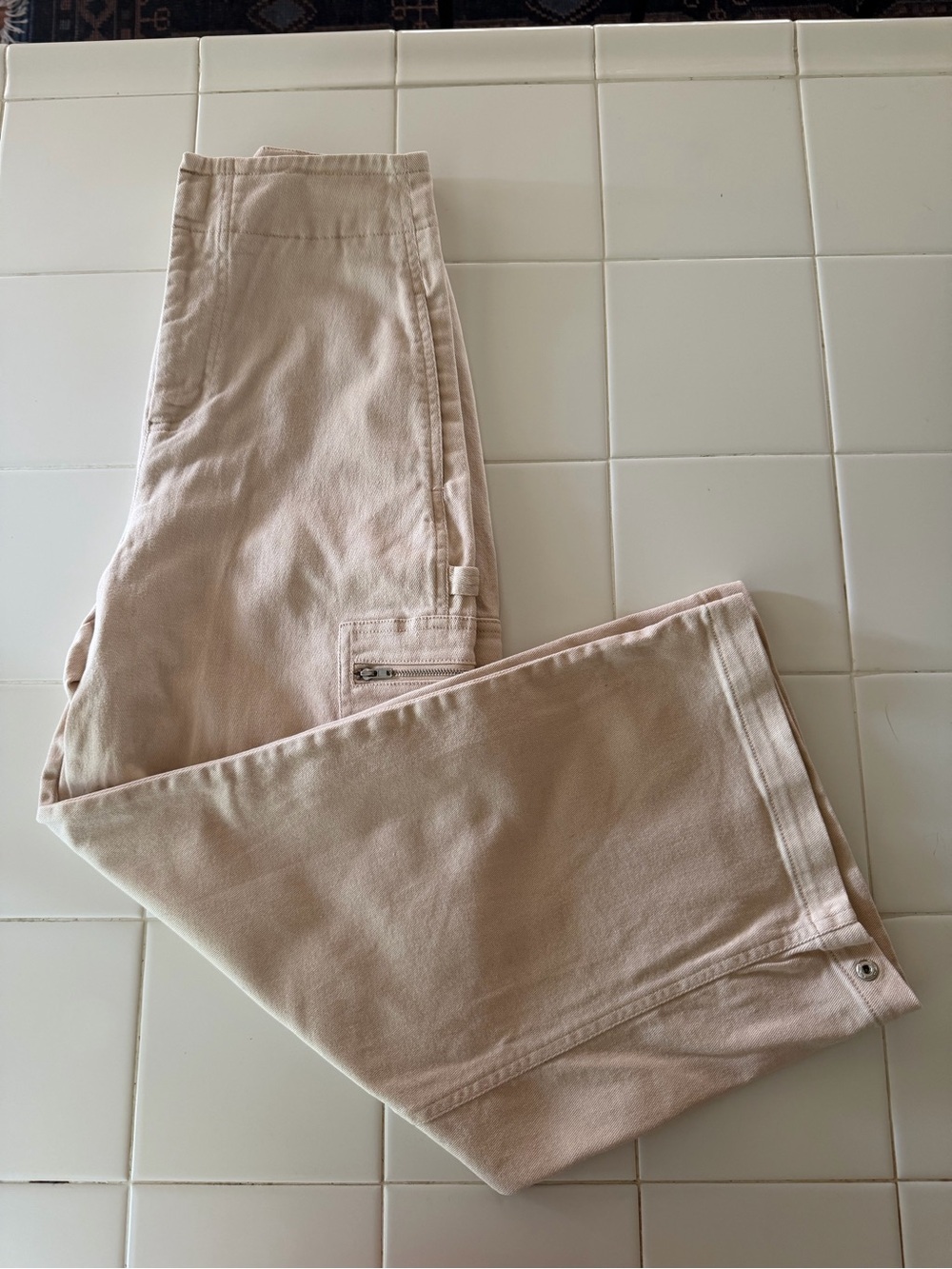 Zara Wide Leg Cargo Pants Blush Pink High Waist Size S